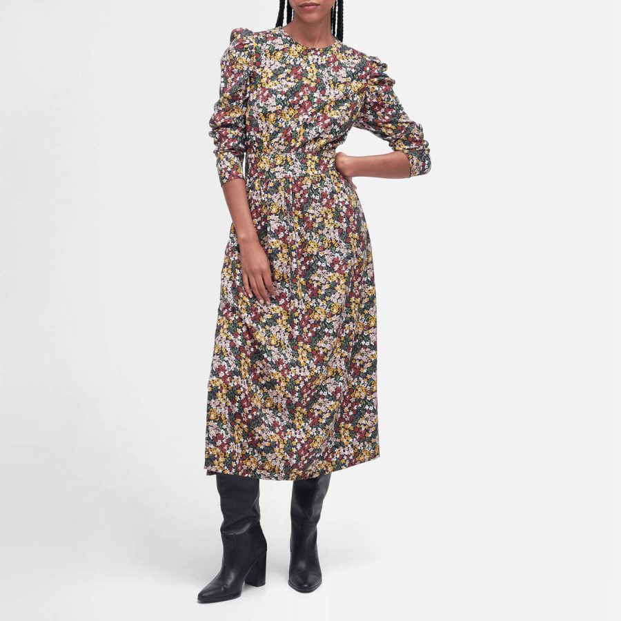 Barbour Silverdale Floral-Print Midi Dress - UK 8