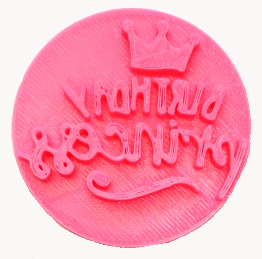 Birthday Princess Words With Tiara Crown Fancy Script Cookie Stamp USA PR4012