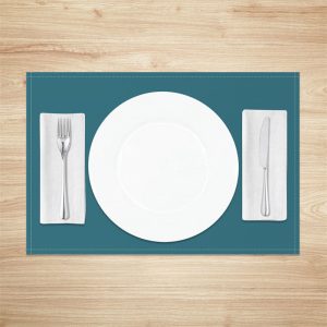 Blue-Green Solid Color Fabric Set Of 4 Placemats - Aperturee