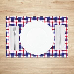 Blue Red Plaid Independence Day Set Of 4 Placemats - Aperturee