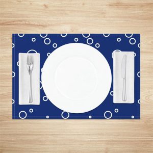 Blue White Circles Simple Dining Set Of 4 Placemats - Aperturee