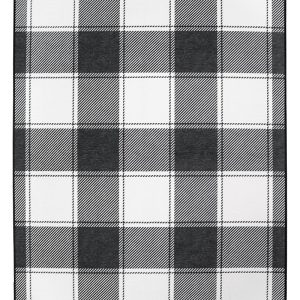 Buffalo Plaid Black and White Washable Rug