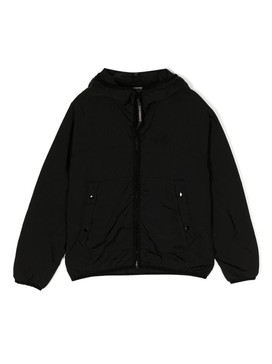 C.P. COMPANY KIDS Goggle-Hood Zip-Up Jacket Black