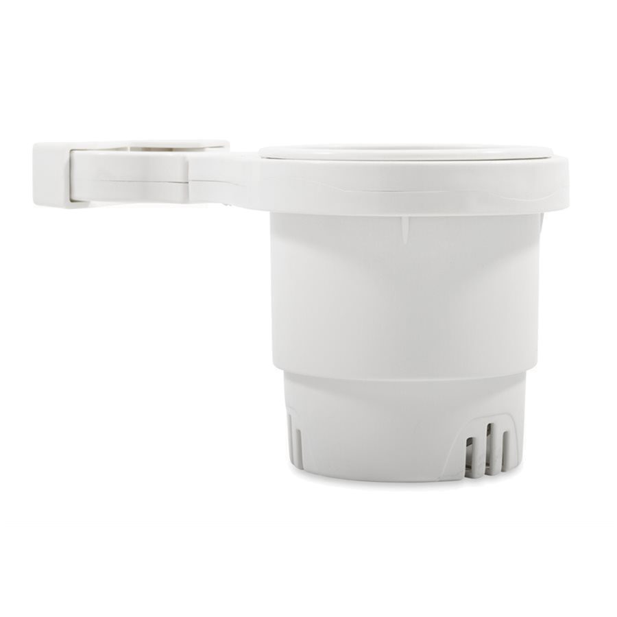 CAMCO 53083 CLAMP-ON RAIL MOUNTED CUP HOLDER - LARGE FOR UP TO 2 INCH RAIL - WHITE