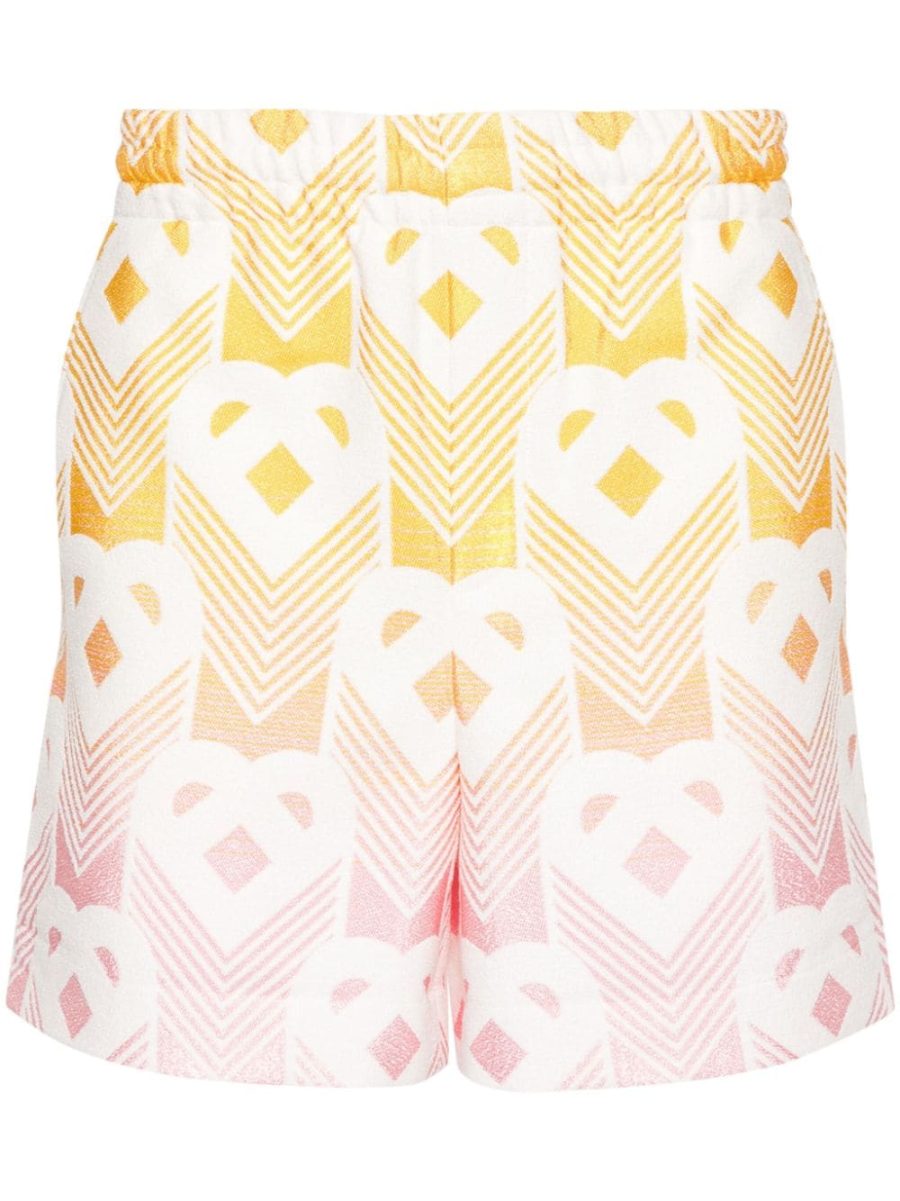 CASABLANCA Gradient Monogram Towelling Track Shorts Yellow Multicolour