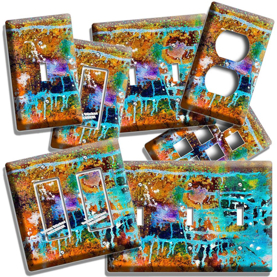 COLORFUL URBAN ABSTRACT ART GRAFFITI PAINT DRIPS LIGHT SWITCH OUTLET WALL PLATES