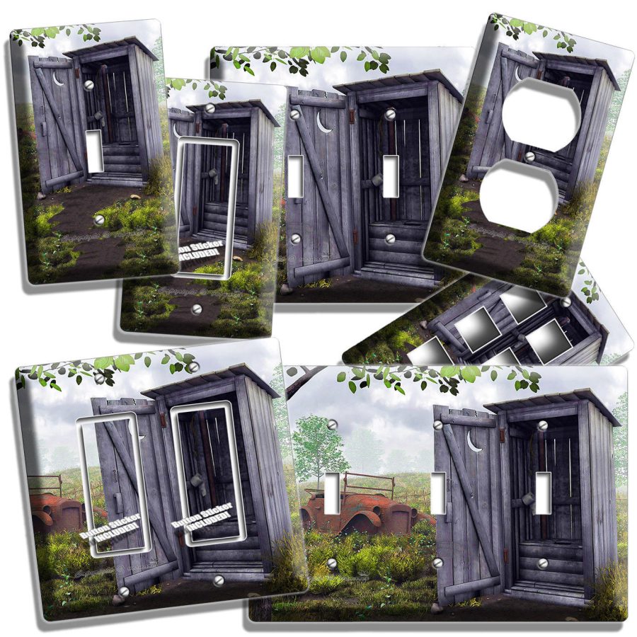 COUNTRY RUSTIC OUTHOUSE FARM TOILET LIGHT SWITCH OUTLET WALL PLATE ROOM HD DECOR