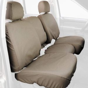 COVERCRAFT SS3349PCTP Polycotton SeatSaver Custom Seat Covers 1st Row 40/60 Bench Seat | Compatible with Select Ford F-150 Models, Taupe