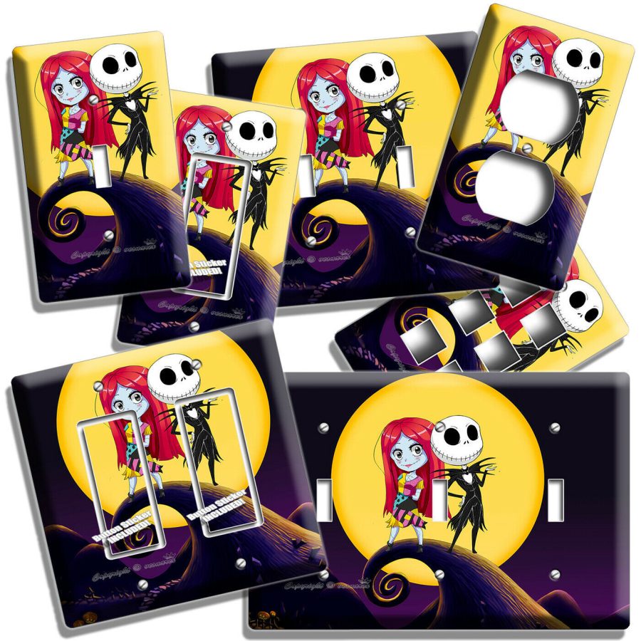 CUTE NIGHTMARE BEFORE CHRISTMAS JACK AND SALLY LIGHT SWITCH OUTLET PLATES DECOR