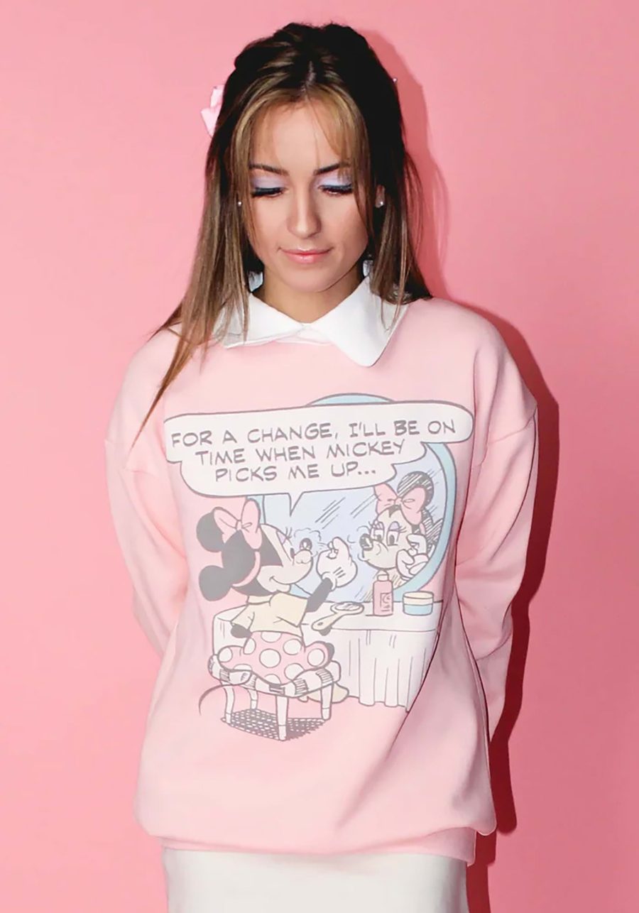 Cakeworthy Adult Minnie Comic Collared Crewneck