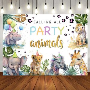 Calling Party Animals Monstera Baby Shower Backdrop - Aperturee