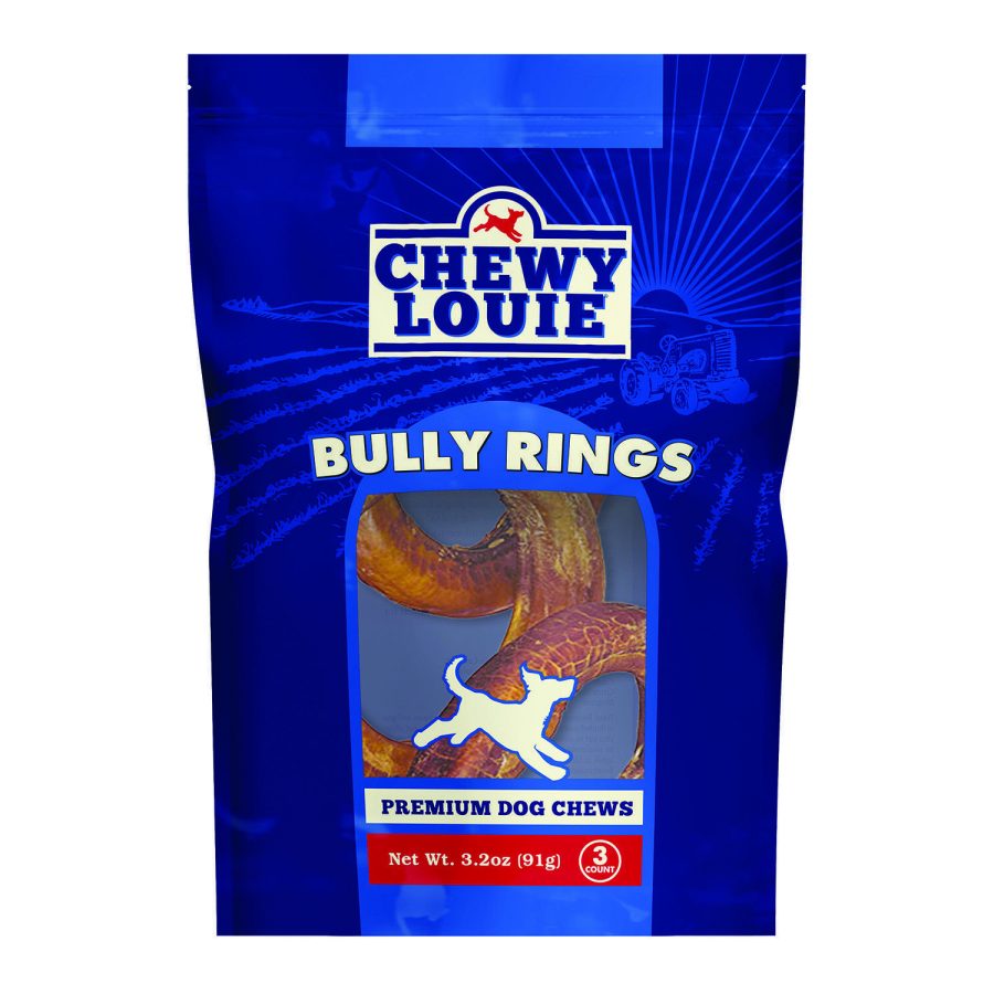 Chewy Louie Bully Rings (3 Count) - Dental Support Dog Treats - 100% Beef