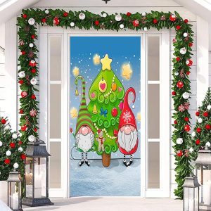 Christmas Dwarfs Tree Star Snowy Door Cover Decor - Aperturee