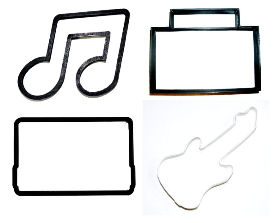 Classic Rock 1980s Boombox Cassette Guitar Set Of 4 Cookie Cutters USA PR1011