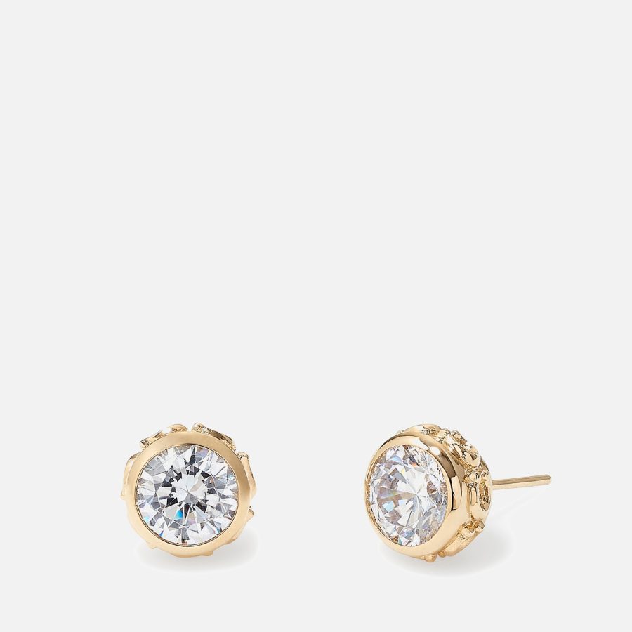 Coach Gold-Tone and Crystal Stud Earrings