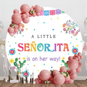 Colorful Little Senorita Round Baby Shower Backdrop - Aperturee