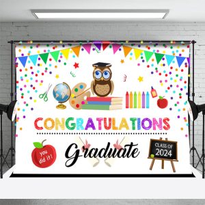 Congratulations Colored Dot Kids Graduation Backdrop - Aperturee