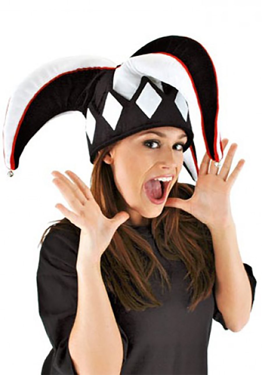 Court Jester Plush Black & White Hat