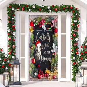 Cowbells Ring Listening Glitter Christmas Door Cover - Aperturee