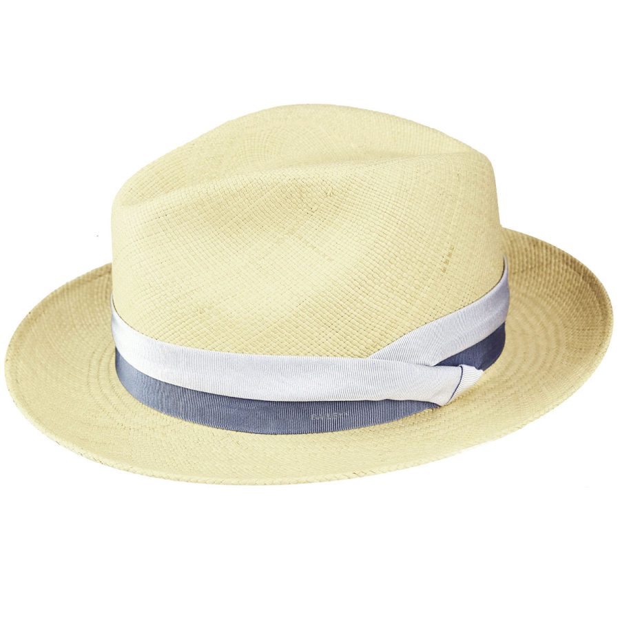 Cuban Panama Fedora - Natural/Vintage Blue/XL