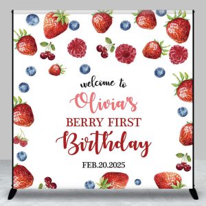 Custom Baby Girl Berry First Birthday Backdrop - Aperturee