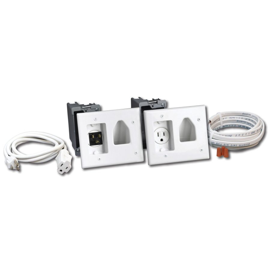 DATACOMM 50-3323-WH-KIT Flat Panel TV Cable Organizer Kit with Power Solution