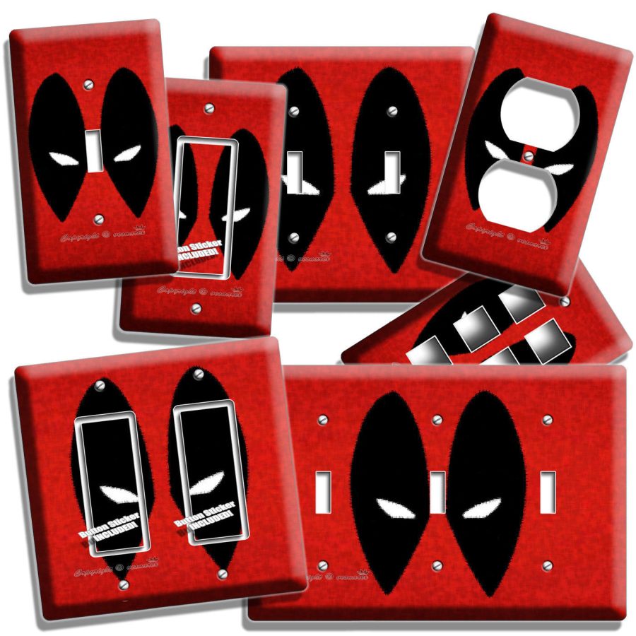 DEADPOOL FACE MASK COMICS SUPERHERO LIGHT SWITCH OUTLET WALL PLATE ROOM HD DECOR