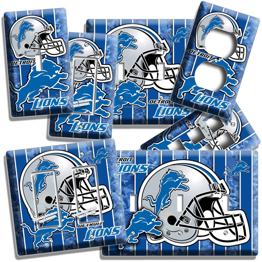 DETROIT LIONS FOOTBALL TEAM LIGHT SWITCH OUTLET WALL PLATE COVER ROOM HOME DECOR