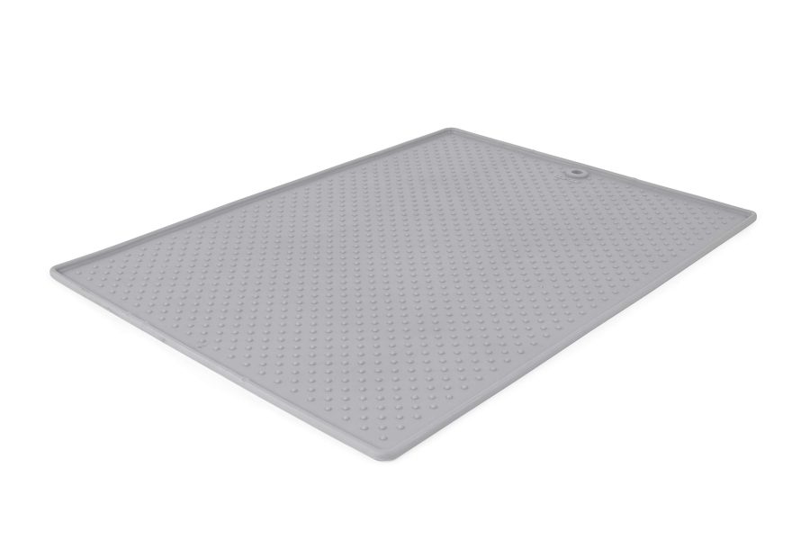 DEXAS PW900429 Pets Grippmat Flexible Non-Slip Pet Placemat/Spill Catcher for Dog Bowls and Cat Bowls, 13 by 19 Inches, Light Gray