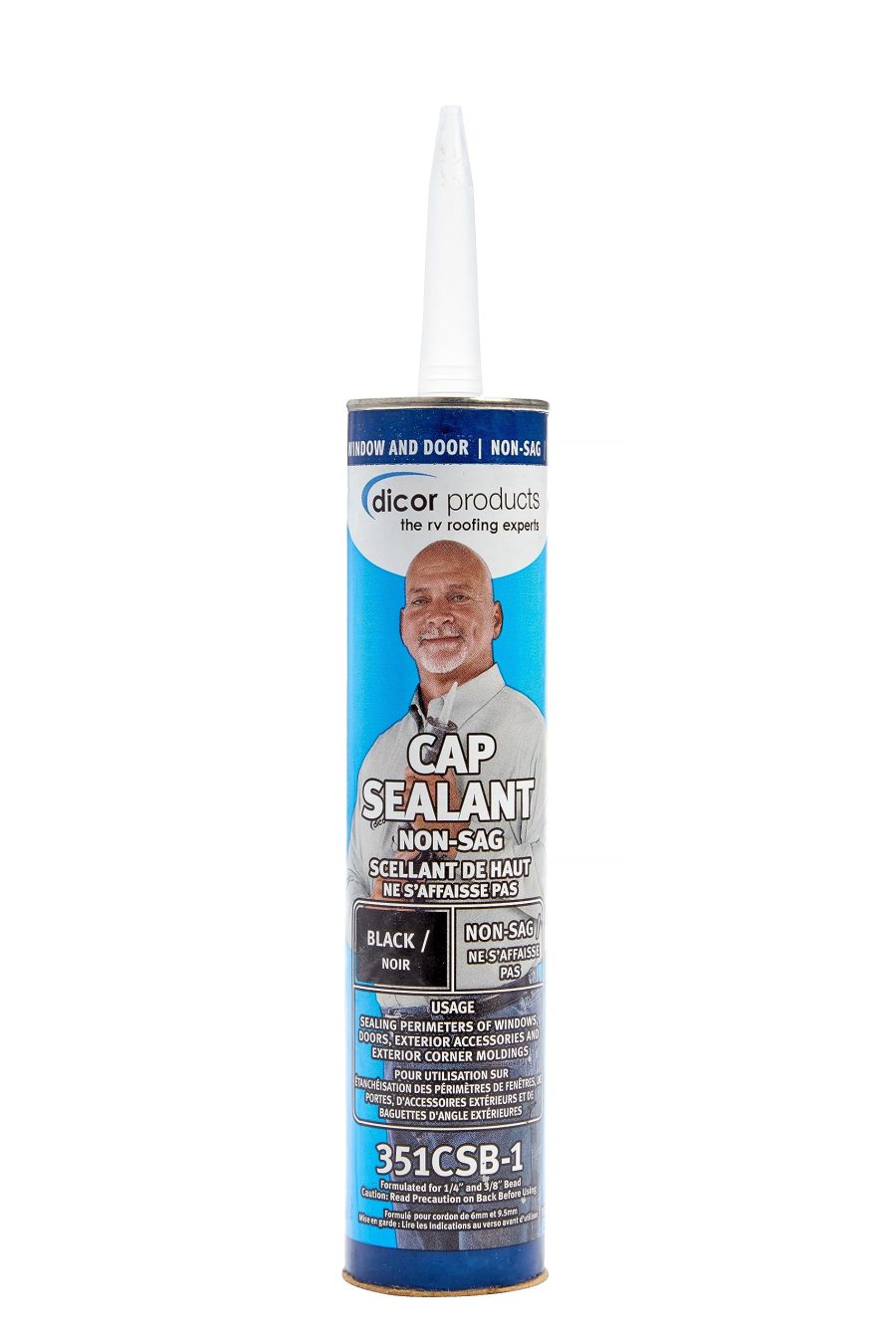 DICOR 351CSB-1 HAPS-Free Cap Sealant - Black, Ideal for RV Window and Door Maintenance