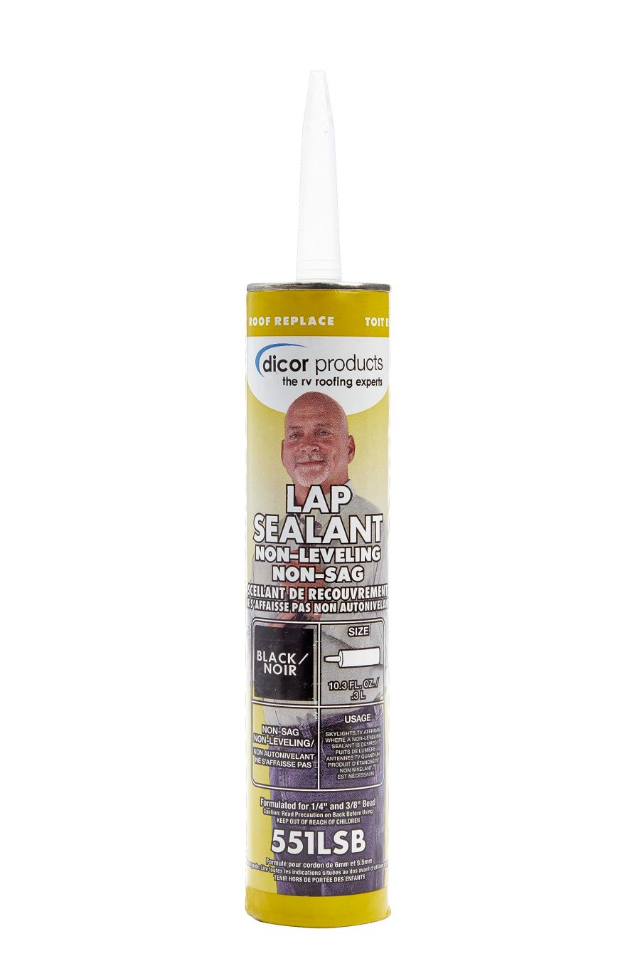 DICOR 551LSB-1 HAPS-Free NON-Leveling Lap Sealant - 10.3 Oz, Black, Secure, Ideal for RV Roofing, Maintenance, Repair, Appliance Application