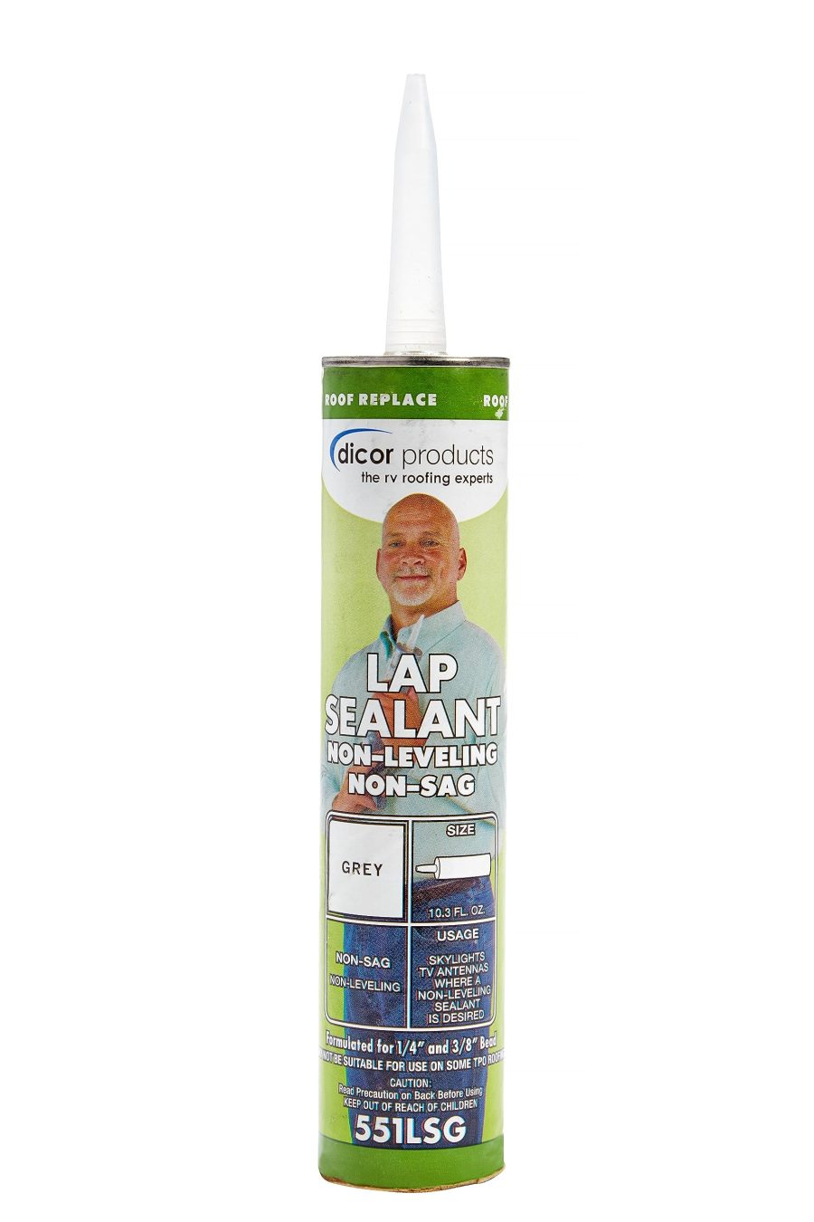 DICOR 551LSG-1 HAPS-Free Non-Leveling Lap Sealant - 10.3 Oz, Grey, Secure, Ideal for RV Roofing, Maintenance, Repair, Appliance Application