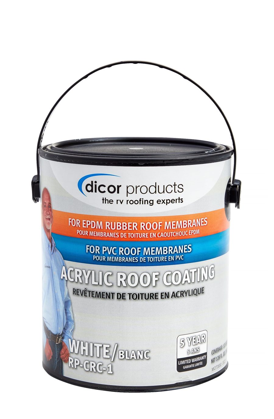 DICOR RP-CRC-1 EPDM Rubber Roof Acrylic Coating Part 2 - White, 1 Gallon