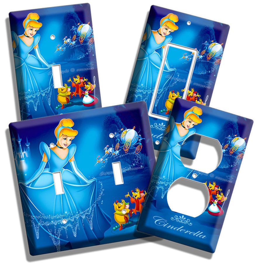 DISNEY PRINCES CINDERELLA LIGHT SWITCH OUTLET PLATES LIVING ROOM GIRL'S BEDROOM