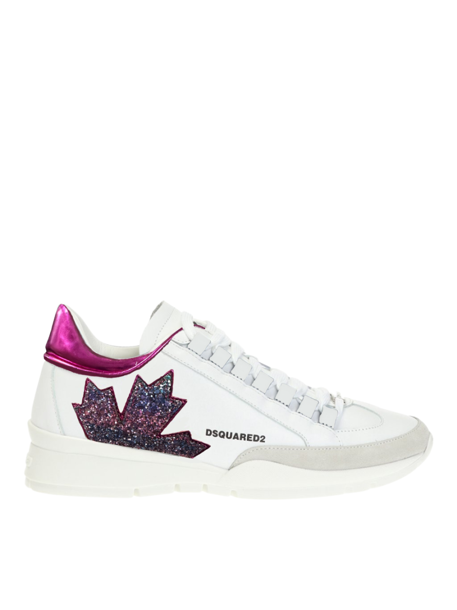 DSQUARED2 WOMEN Logo-print Lace-up Sneakers White/Pink