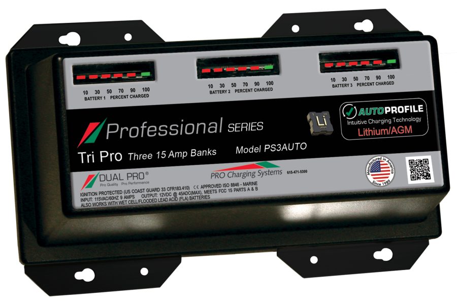 DUAL PRO PS3AUTO Battery Charger, Auto Profile 3 Bank 45 Amps