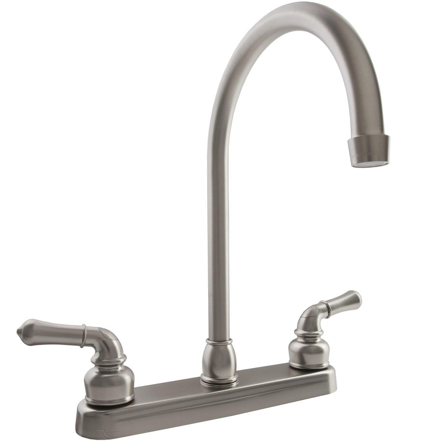 DURA FAUCET DF-PK330HC-SN RV J-Spout Kitchen Sink Faucet (Brushed Satin Nickel)