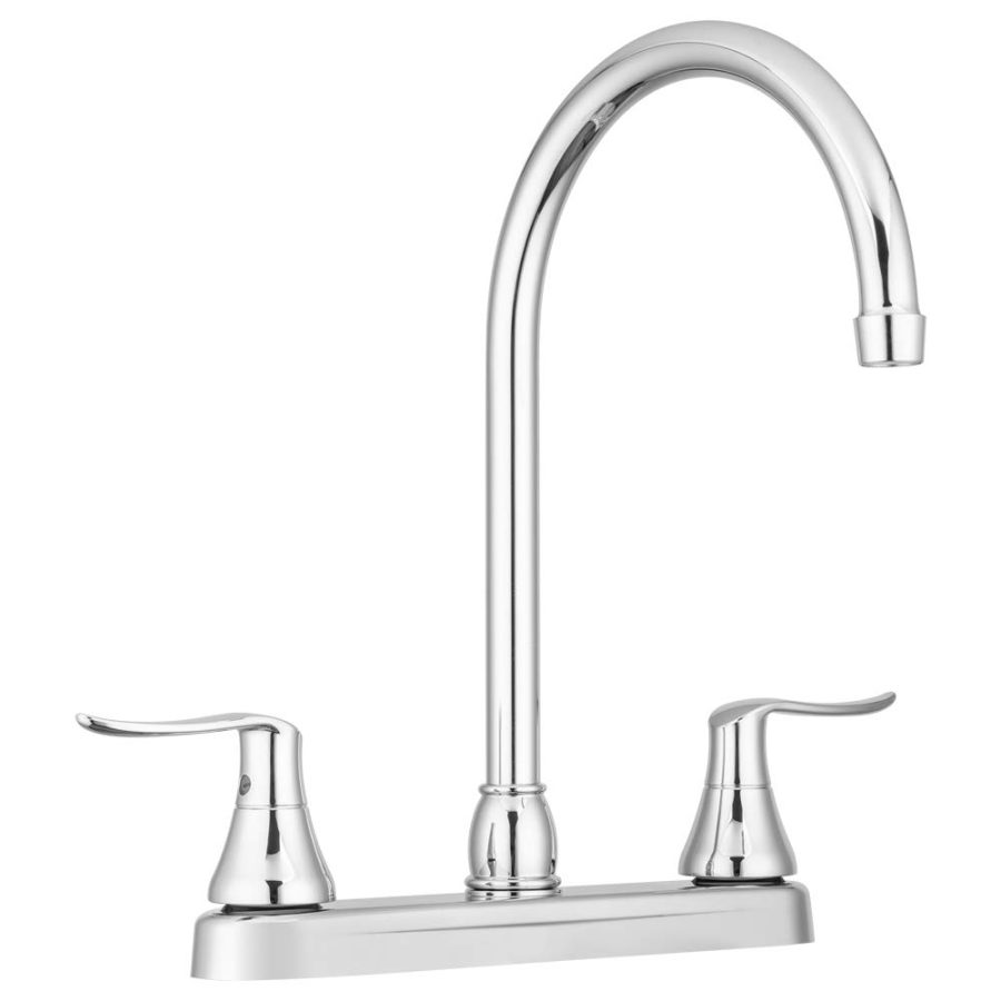 DURA FAUCET DF-PK330HLH-CP RV Elegant J-Spout Swivel Kitchen Sink Faucet - Two Handle (Chrome)