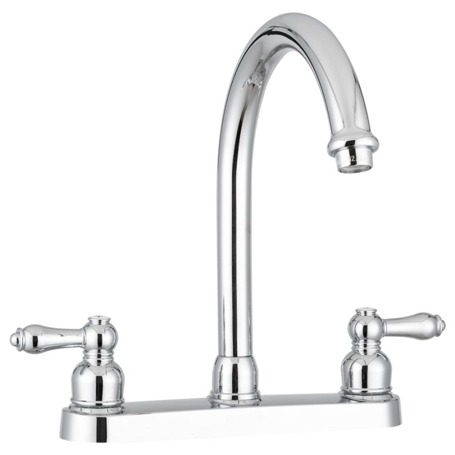 DURA FAUCET DF-PK340L-CP RV Non-Metallic J-Spout Kitchen Sink Faucet (Chrome)