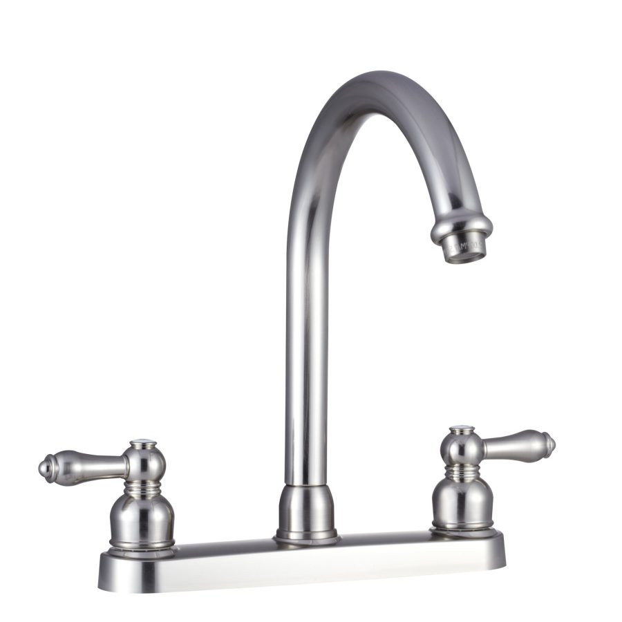 DURA FAUCET DF-PK340L-SN RV Non-Metallic J-Spout Kitchen Sink Faucet (Brushed Satin Nickel)