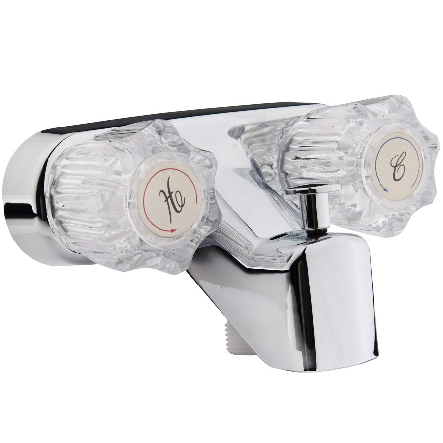 DURA FAUCET DF-SA110A-CP RV Tub and Shower Faucet Valve Diverter with Crystal Acrylic Knobs (Chrome)