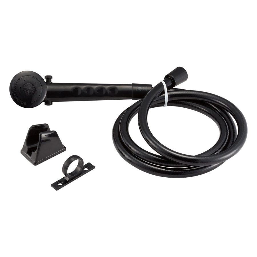 DURA FAUCET DF-SA130-BK RV Economical Shower Head and 60-inch Hose Kit - Water-Saving Trickle Switch (Black)