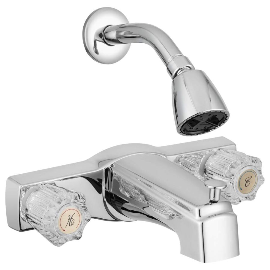 DURA FAUCET DF-SA611A-CP Economical Tub & Shower Diverter & Shower Head - Chrome Polished