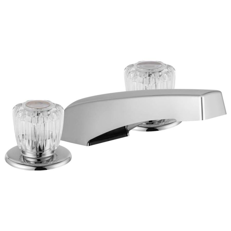 DURA FAUCET DF-SA630A-CP Economical Widespread Garden Tub or Filler Faucet - Crystal Acrylic Knob Handles (Chrome Polished)