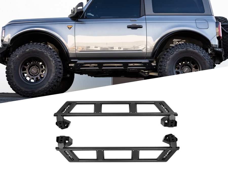 DV8 SRBR-04 FS-15 Series 2-Door Rock Sliders 2021-2023 Ford Bronco | True Frame Mounted Rock Slider | Durable Tube Style Design | Full Coverage from Wheel Well to Wheel Well