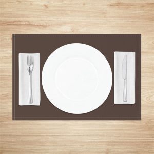 Dark Brown Solid Color Fabric Set Of 4 Placemats - Aperturee