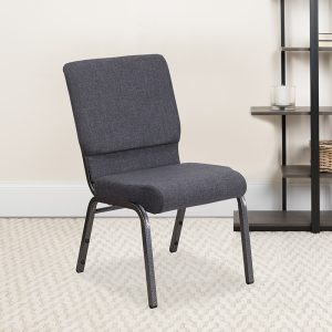 Dark Gray Fabric Church Chair FD-CH02185-SV-DKGY-GG