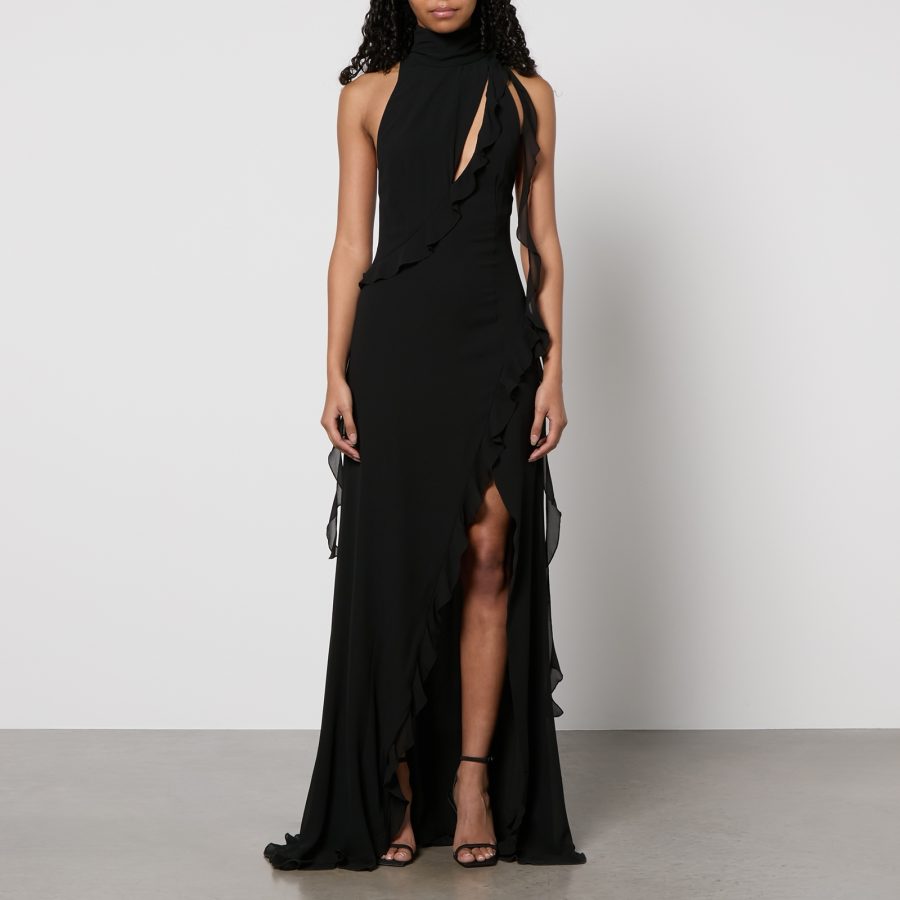 De La Vali Frilled Chiffon Maxi Dress - UK 16