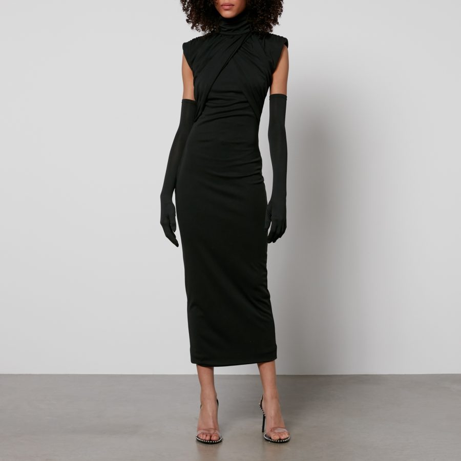 De La Vali Metropolitan High-Neck Jersey Midi Dress - UK 6