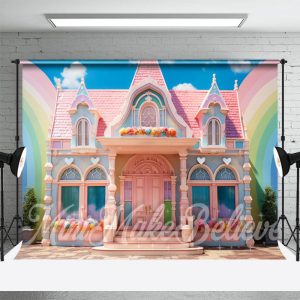 Dreamlike House Rainbow Birthday Cake Smash Backdrop - Aperturee